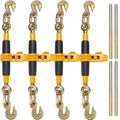 Ratchet Chain Binder, 38"-12" Heavy Duty Load Binders, with G80 Hooks 12000 lbs Secure Load Limit, Labor-saving Anti-skid Handle, Tie Down Hauling Chain Binders for Flatbed Truck Trailer, 4 Pc