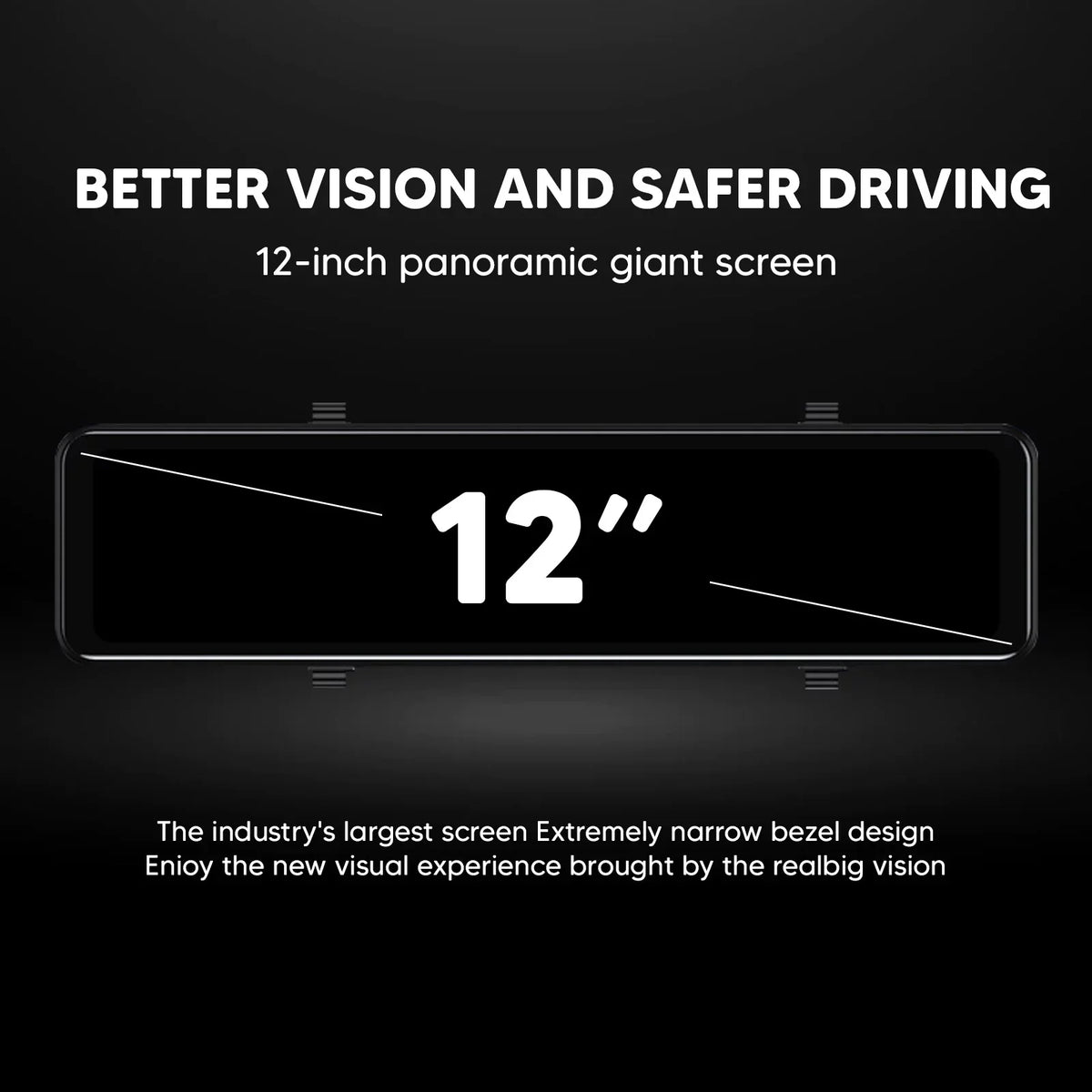 4K Car Mirror Dash Cam 12" Dual Camera Front and Rear Backup Camera Super Night Vision, Parking Monitoring, Reversing Assistance
