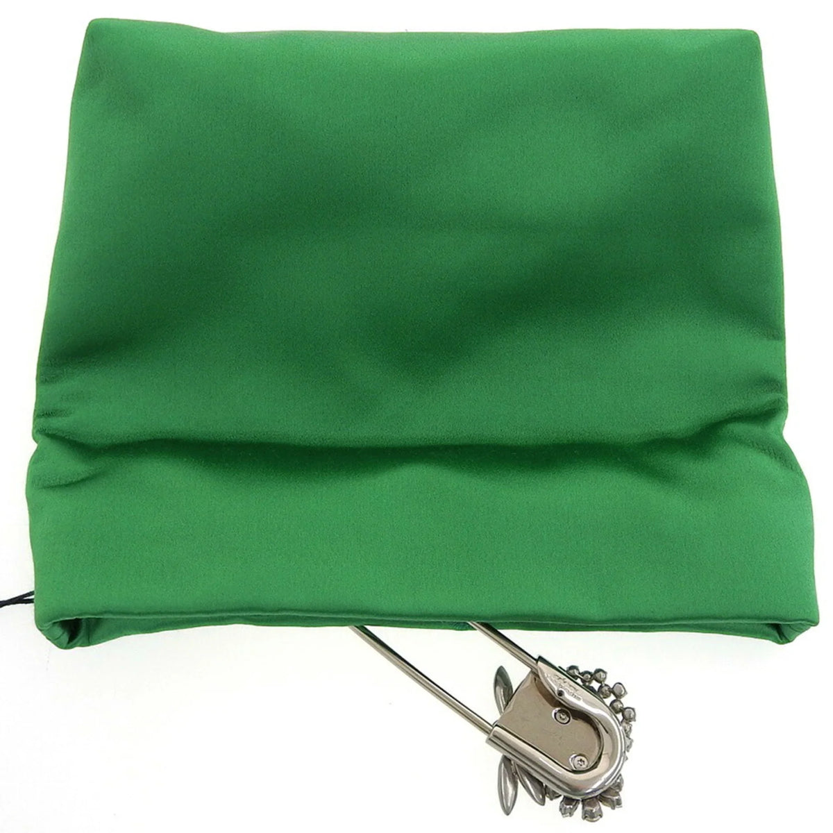 Pre-Owned Burberry  pin clutch bag viscose silk rhinestone bijou green (Like New)