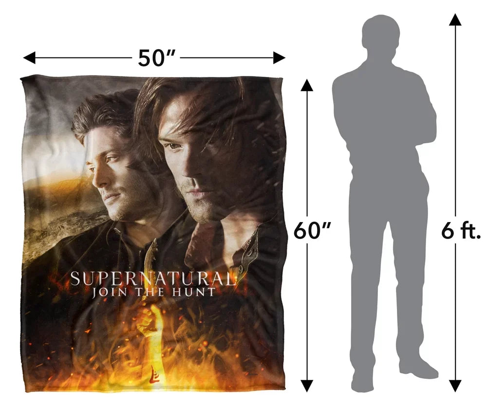 Supernatural Blanket, 50Inx60In, Up Close and Personal Silky Touch Sherpa Back Super Soft Throw Blanket