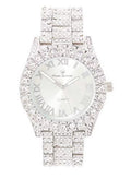 Charles Raymond Mens Silver Hip Hop Big Rocks with Roman Numerals Fully Iced Out Colorful Dial Blinged Out Wristwatch - ST10327  Single (Shiny Silver)