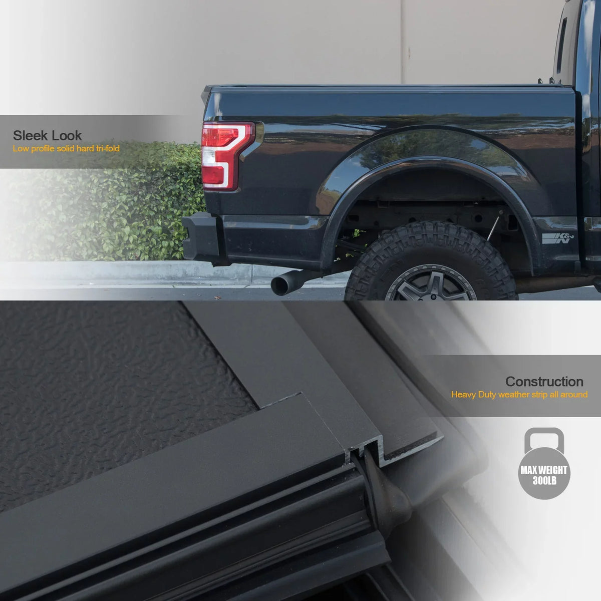 Stehlen 642167822394 Low Profile Hard Aluminum Tri-Fold Tonneau Cover - Matte Black For Ram 1500 2019-2022 5.7 Feet ( 68.4" ) Short Bed New Body Style