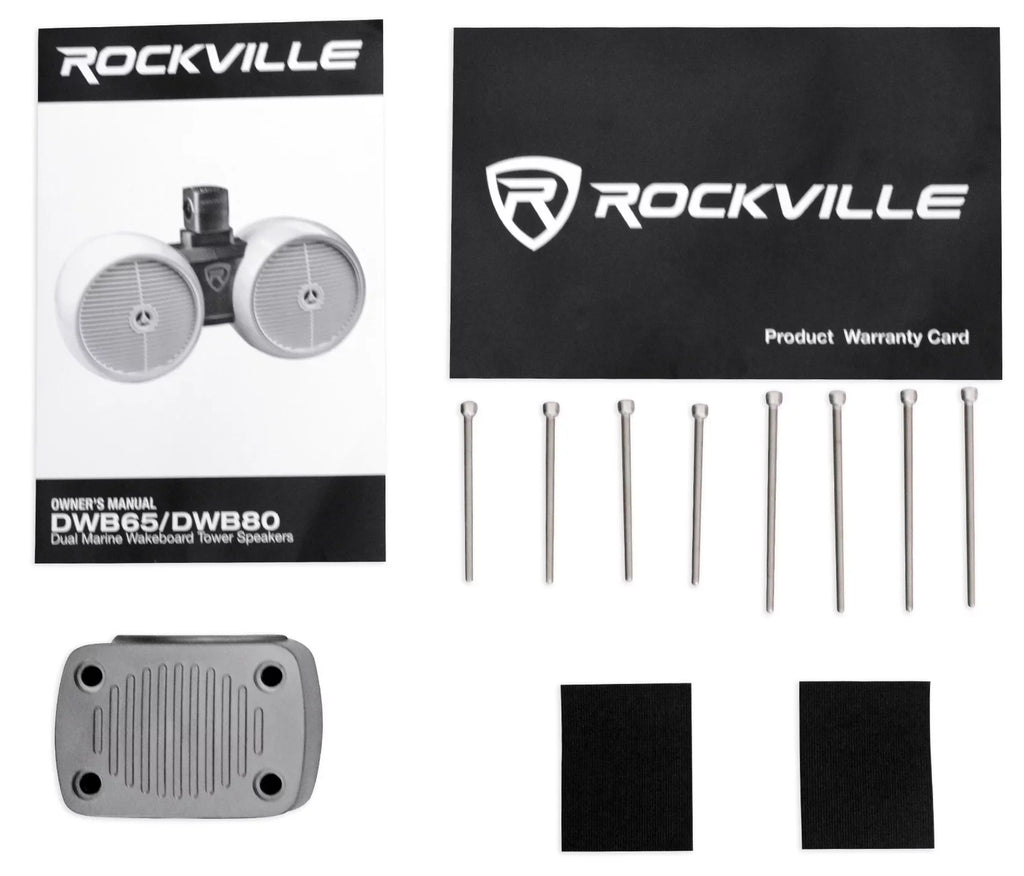 2) Rockville DWB65W Dual 6.5" White 1200w Marine Wakeboard Tower Speaker Systems
