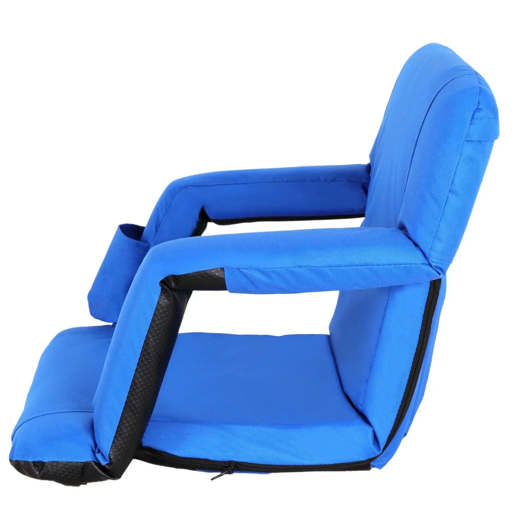 Durable Water-resistant Stadium Seat with Cup Holder 10 Tiltable Positions - Blue