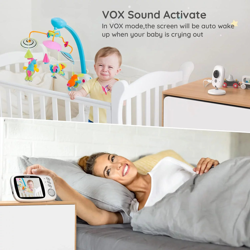 Baby Monitor with Camera and Audio, No WiFi,  Mode, Night Vision, 3.2''  Screen, Two-Way Audio, Baby Camera