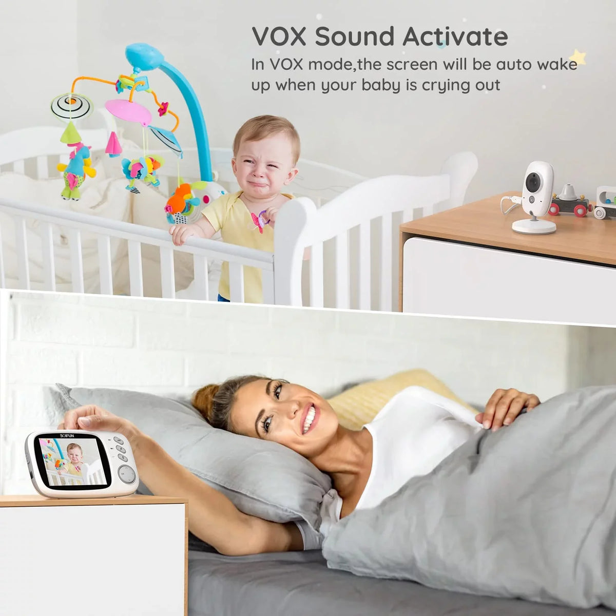 Baby Monitor with Camera and Audio, No WiFi,  Mode, Night Vision, 3.2''  Screen, Two-Way Audio, Baby Camera