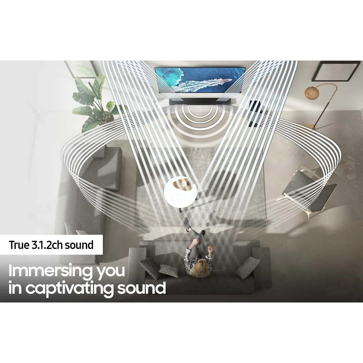 Samsung -Q600A 3.1.2ch Soundbar w/ Dolby Atmos / :X (2021) -Q600A/ with Wireless Active Subwoofer Bundle with Extended Protection Plan + 2x Deco Gear  Cables + Streaming Software Kit