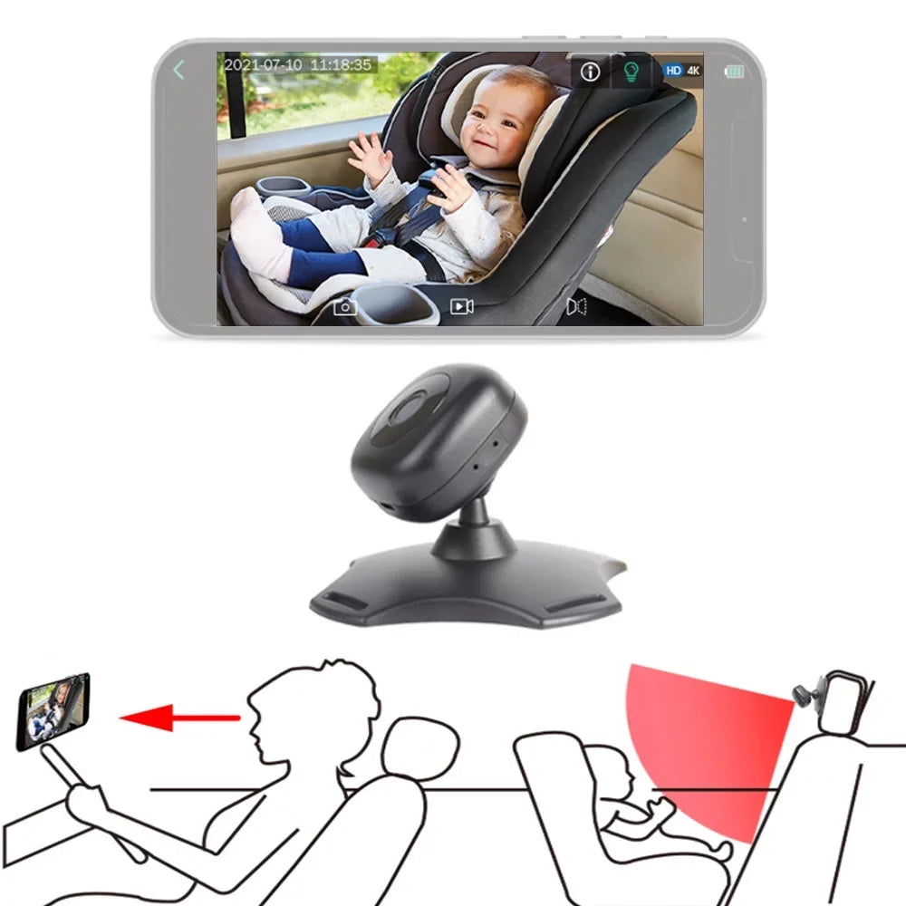 ammoon WiFi Baby Car Monitor Camera, Wireless Monitor for Rear Facing Seat, Night Vision, 360° Rotation