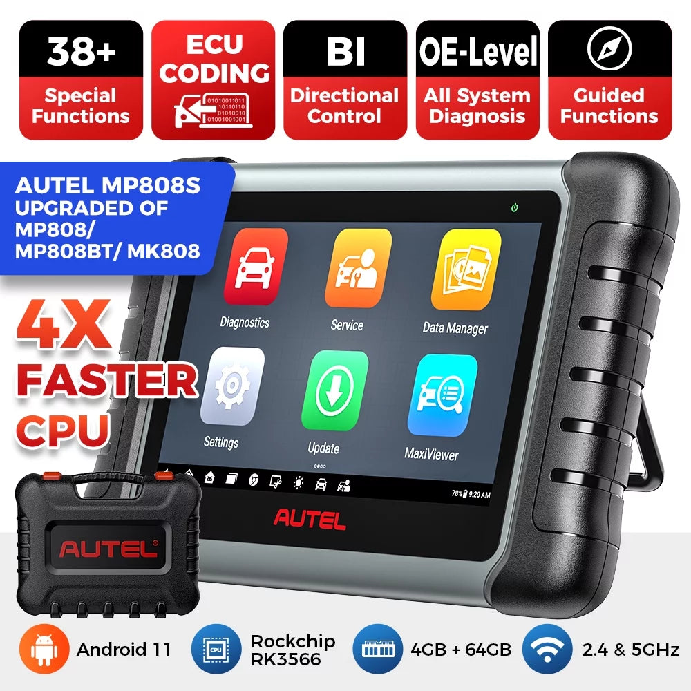 Autel Scanner MaxiPRO MP808S Car Diagnostic Scan Tool All System Diagnostics  Coding, Active Test, 36+ Service, Upgraded of MP808/ MP808BT/ MK808