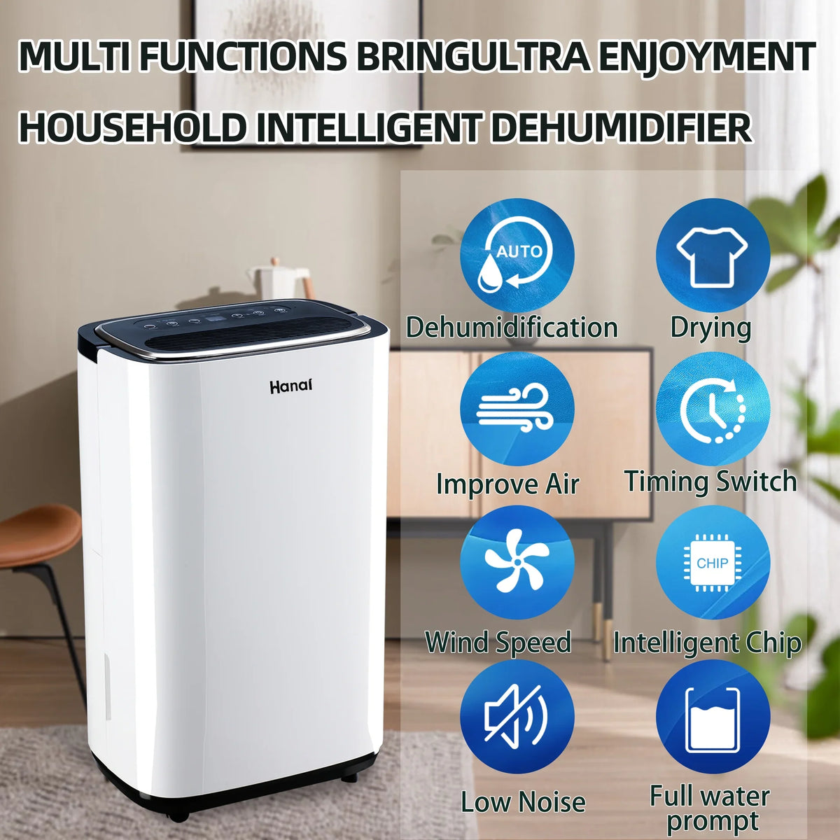22 Pints Dehumidifier,1500 Sq.Ft,Protable Dehumidifier for Basement and Home with Drain Hose,Max Moisture Removal 30 Pints (95 "F, 95% ),White