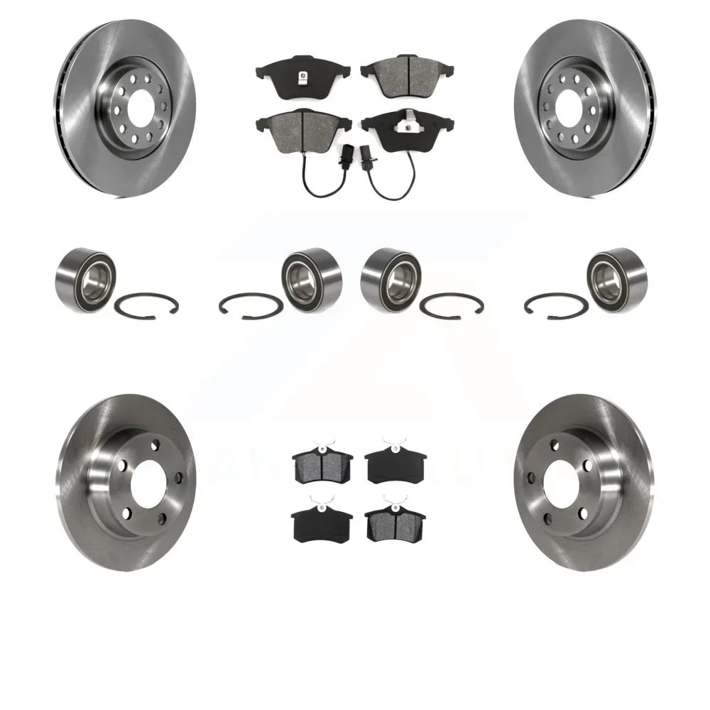 Transit Auto - Front Rear Wheel Bearings Disc Brake Rotors And Semi-Metallic Pads Kit (10Pc) For Audi Allroad Quattro With Single Piston Caliper -106855