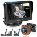 Baby Car Camera,360&deg; Rotation 1080P Baby Car Mirror with Night Vision & 150&deg; Wide View Function,5 Mins Easy to Install Travel Safety Kit,With A Cute Silicone Case