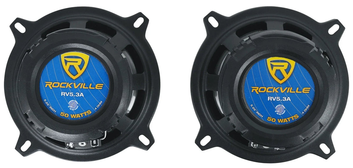 (4) Rockville RV5.3A 5.25" 3-Way Car Speakers 1200 Watts/200 Watts   Rated
