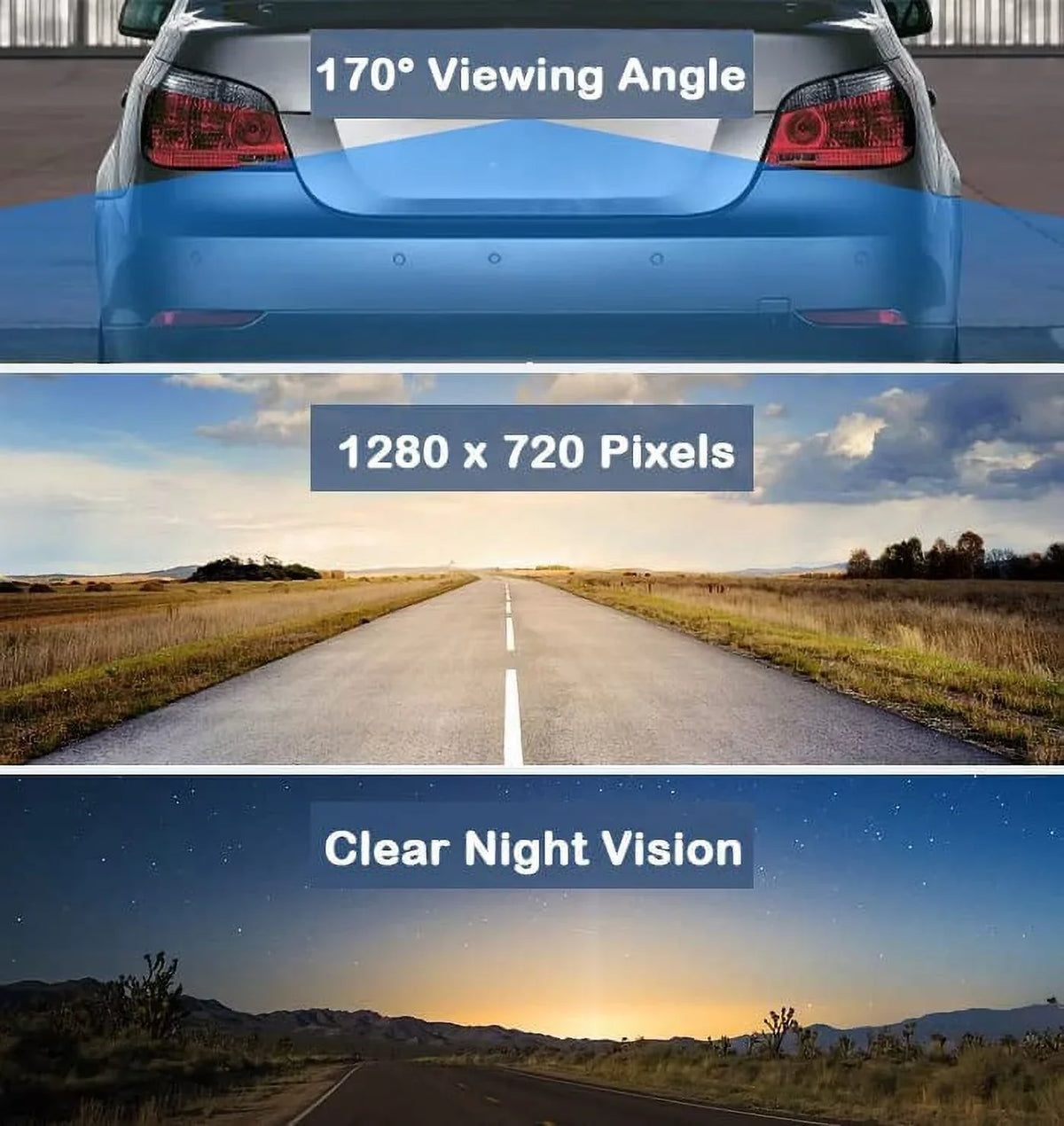 CAM108 Backup Camera License Plate  Night Vision Rear View 170° Angle Waterproof Compatible with Pioneer Car Radio -100BT -WT8600NEX -160BT DMH1770NEX -120BT -210EX -2550NEX