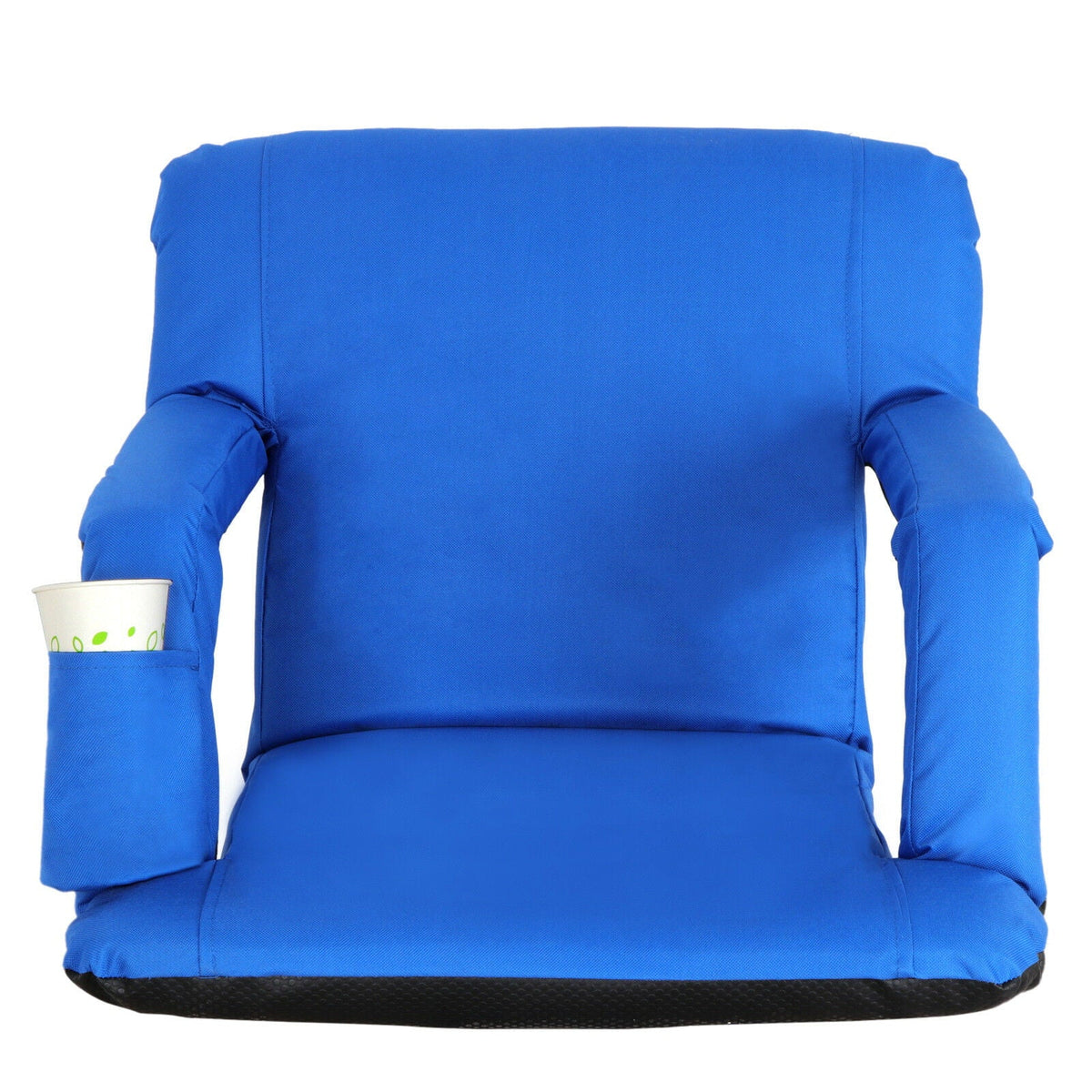 Durable Water-resistant Stadium Seat with Cup Holder 10 Tiltable Positions - Blue
