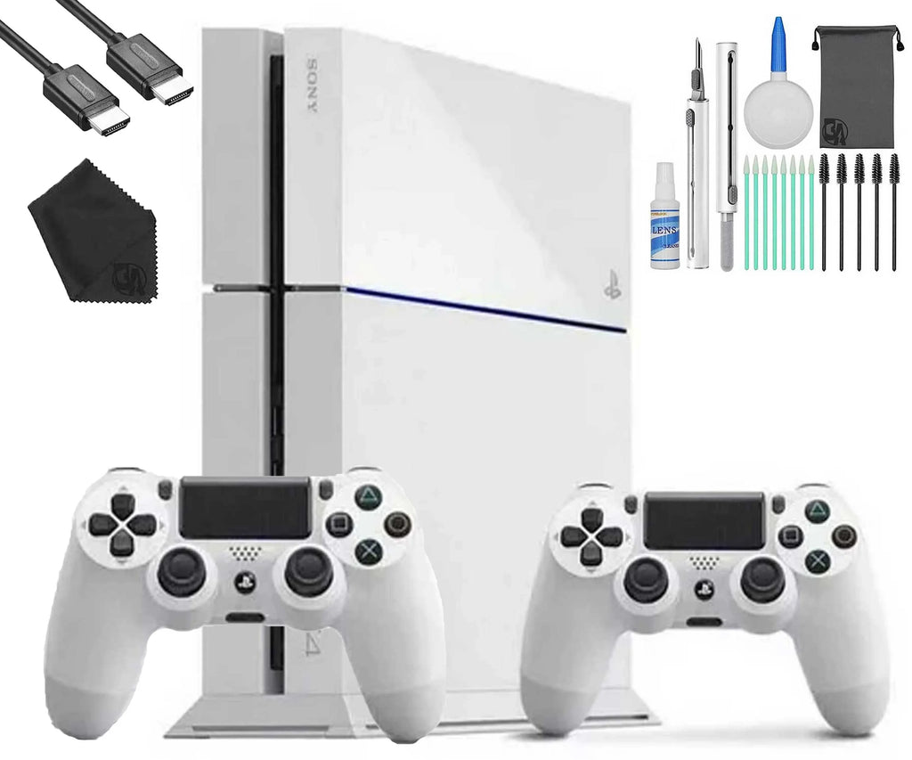 Pre-Owned Sony PlayStation 4 500GB Gaming Console White,  Cable 2 Controller With Cleaning Kit (Refurbished: Like New)