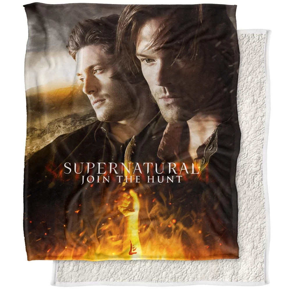 Supernatural Blanket, 50Inx60In, Up Close and Personal Silky Touch Sherpa Back Super Soft Throw Blanket