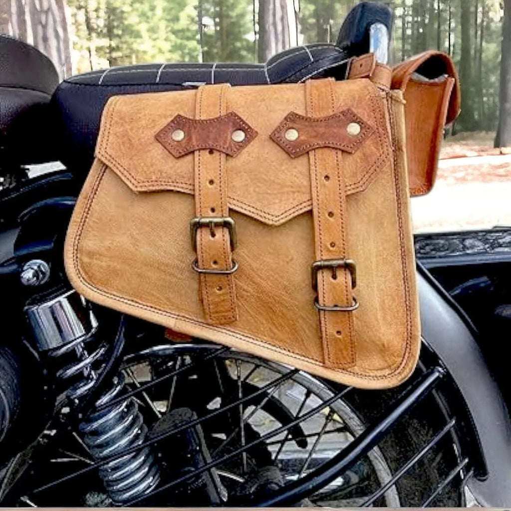 Leather Saddle Side Brown Rustic Bike Bag