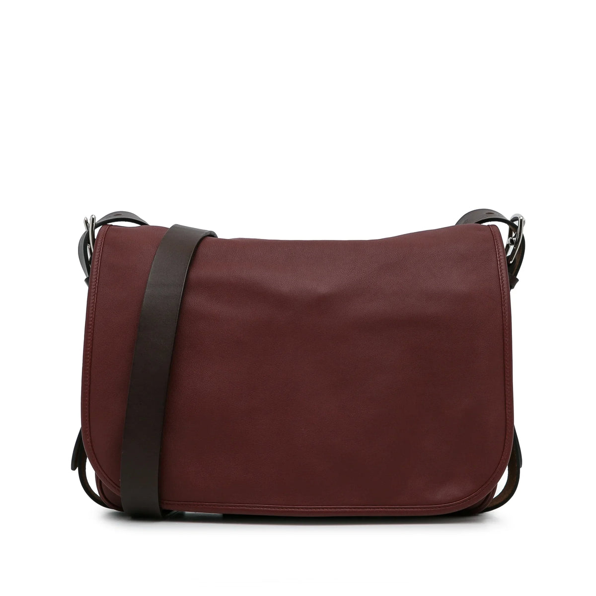 Pre-Owned Authenticated Hermès Sikkim Barda 30 Messenger Bag Calf Leather Red Crossbody Bag Unisex (Good)