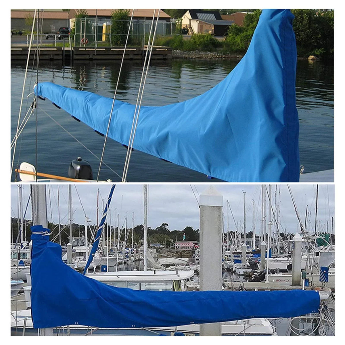 600D Mainsail Cover, Boat Cover, Dustproof Cover Sail Cover Snow Cover Adjustable Strap Thickened Oxford Cloth Blue , 12  11 to 12