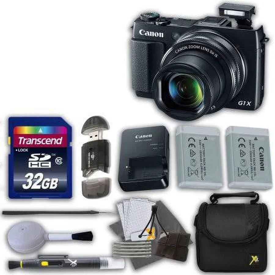 Canon PowerShot G1 X Mark  Digital Camera - Wi-Fi Enabled with 32GB High Speed Memory Card & Extra Battery + Accessory Bundle