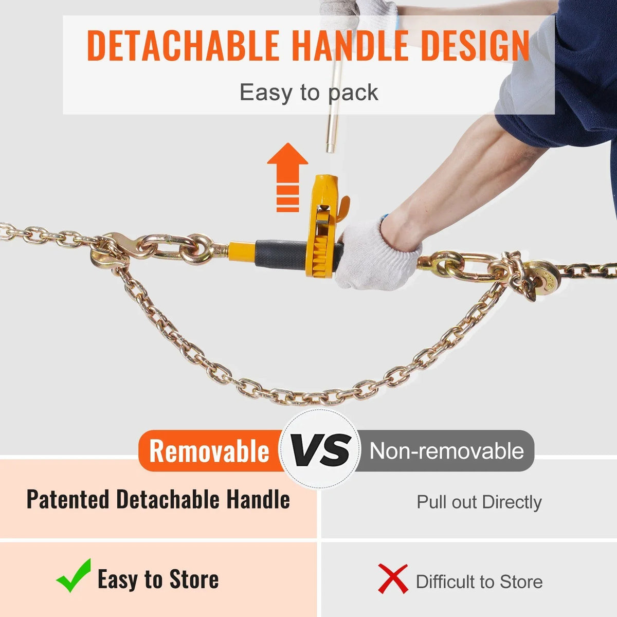 Ratchet Chain Binder, 38"-12" Heavy Duty Load Binders, with G80 Hooks 12000 lbs Secure Load Limit, Labor-saving Anti-skid Handle, Tie Down Hauling Chain Binders for Flatbed Truck Trailer, 4 Pc