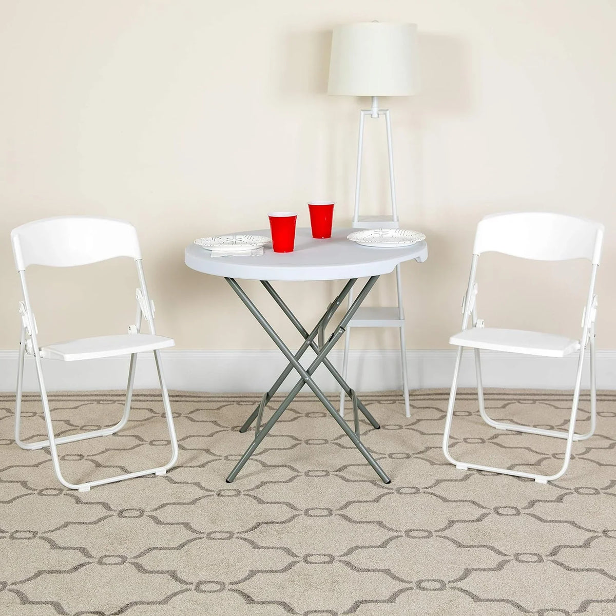 Series 500 Lb. Capacity Heavy Duty White Plastic Folding Chair With Built-In Ganging Brackets