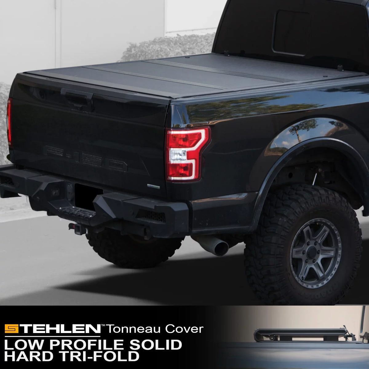 Stehlen 642167822394 Low Profile Hard Aluminum Tri-Fold Tonneau Cover - Matte Black For Ram 1500 2019-2022 5.7 Feet ( 68.4" ) Short Bed New Body Style