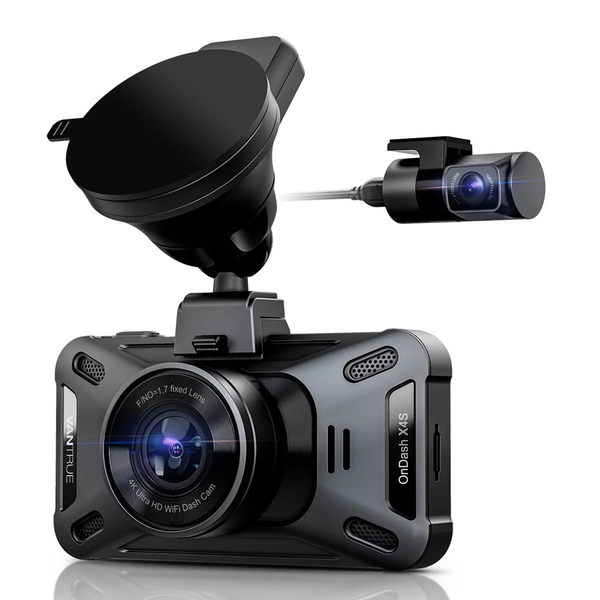 Vantrue  4K +1080P WiFi Dual WiFi Dash Cam Front and Rear with Night Vision, Wireless Car Camera Built in Super Capacitor,  for Backup camera, , 24Hs Parking Mode, G-sensor (X4S Duo)