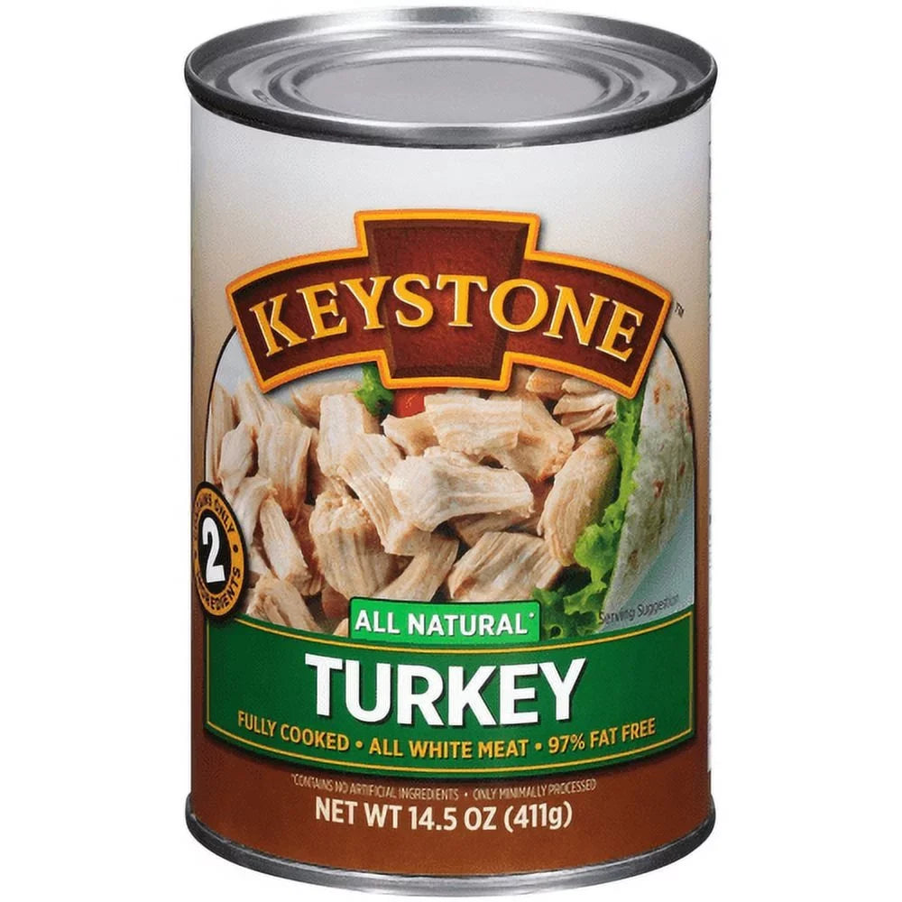 (12 Pack) Keystone All Natural Turkey 14.5 oz Can  Emergency Survival Food For Camping Hiking and Backpacking Ready to Eat