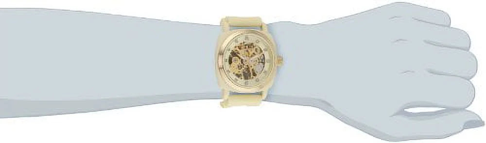 Women's TK626CR Milano Cream Rubber Mechanical Movement Skeleton Watch