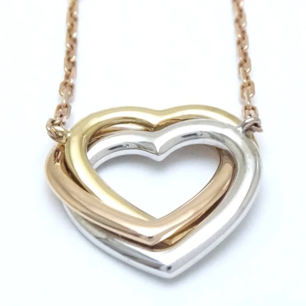 Pre-Owned  Trinity Heart Necklace Diamond B7061200 K18 Three-Color Gold 291637 (Like New)