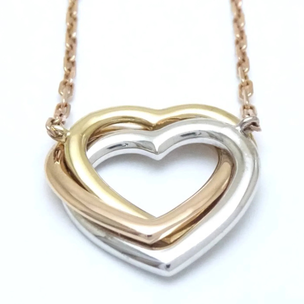 Pre-Owned  Trinity Heart Necklace Diamond B7061200 K18 Three-Color Gold 291637 (Like New)