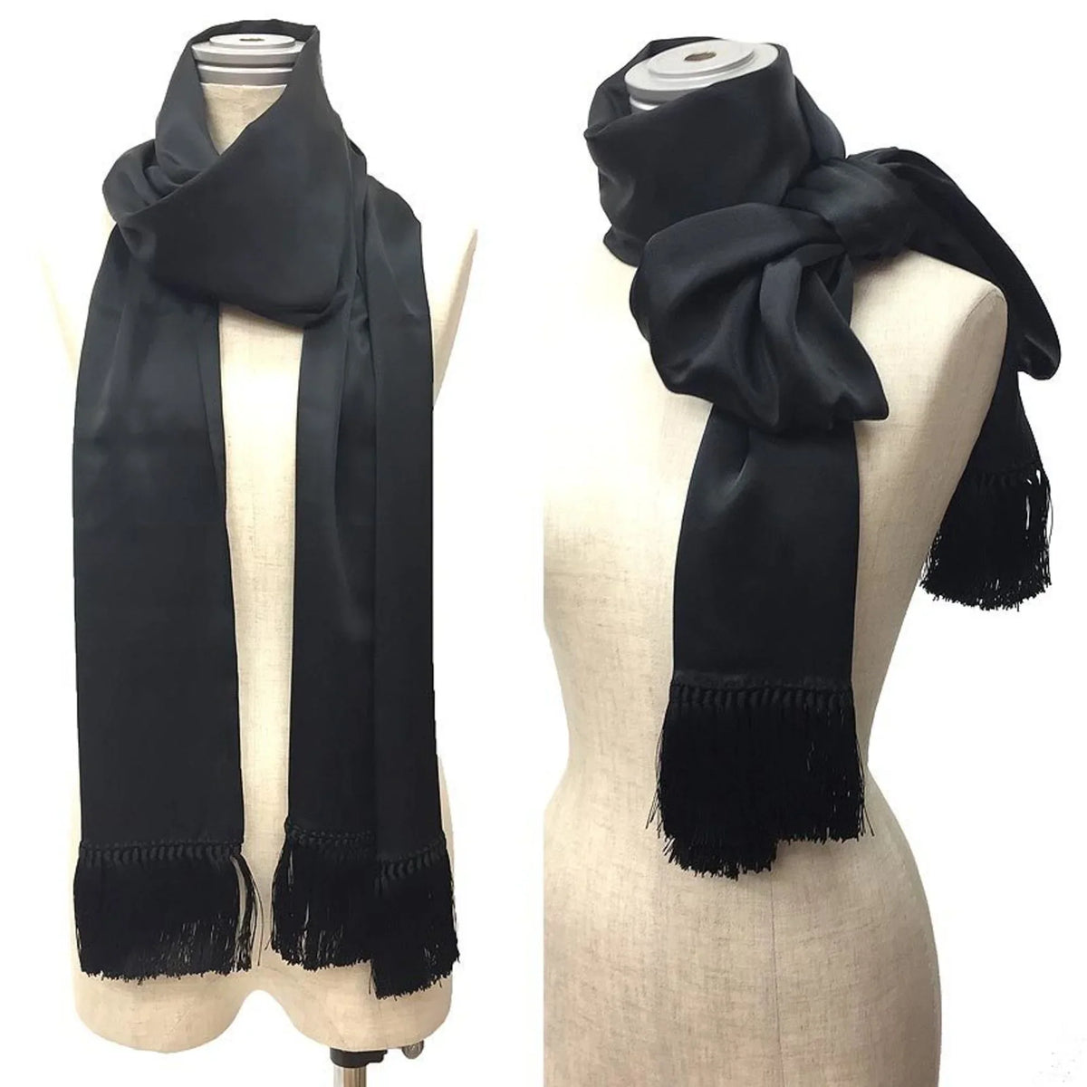 Pre-Owned  Celine Stole Long Scarf Silk Black Muffler aq9190 (Good)