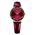 Jowissa  Swiss Made Crystal Burgundy Leather Womens Watch J2.272.M