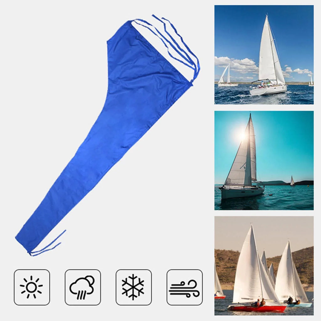 600D Mainsail Cover, Boat Cover, Dustproof Cover Sail Cover Snow Cover Adjustable Strap Thickened Oxford Cloth Blue , 12  11 to 12