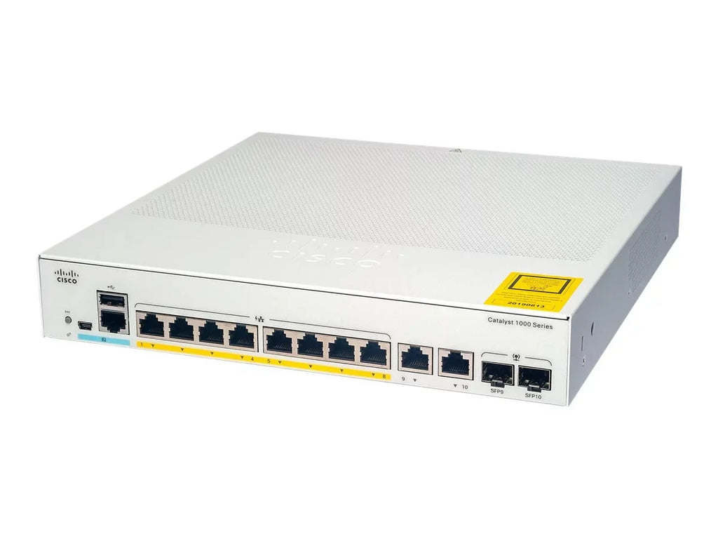Cisco Catalyst C1000-8P Ethernet Switch - 8 Ports - Manageable - 2 Layer Supported - Modular - Twisted Pair, Optical Fiber