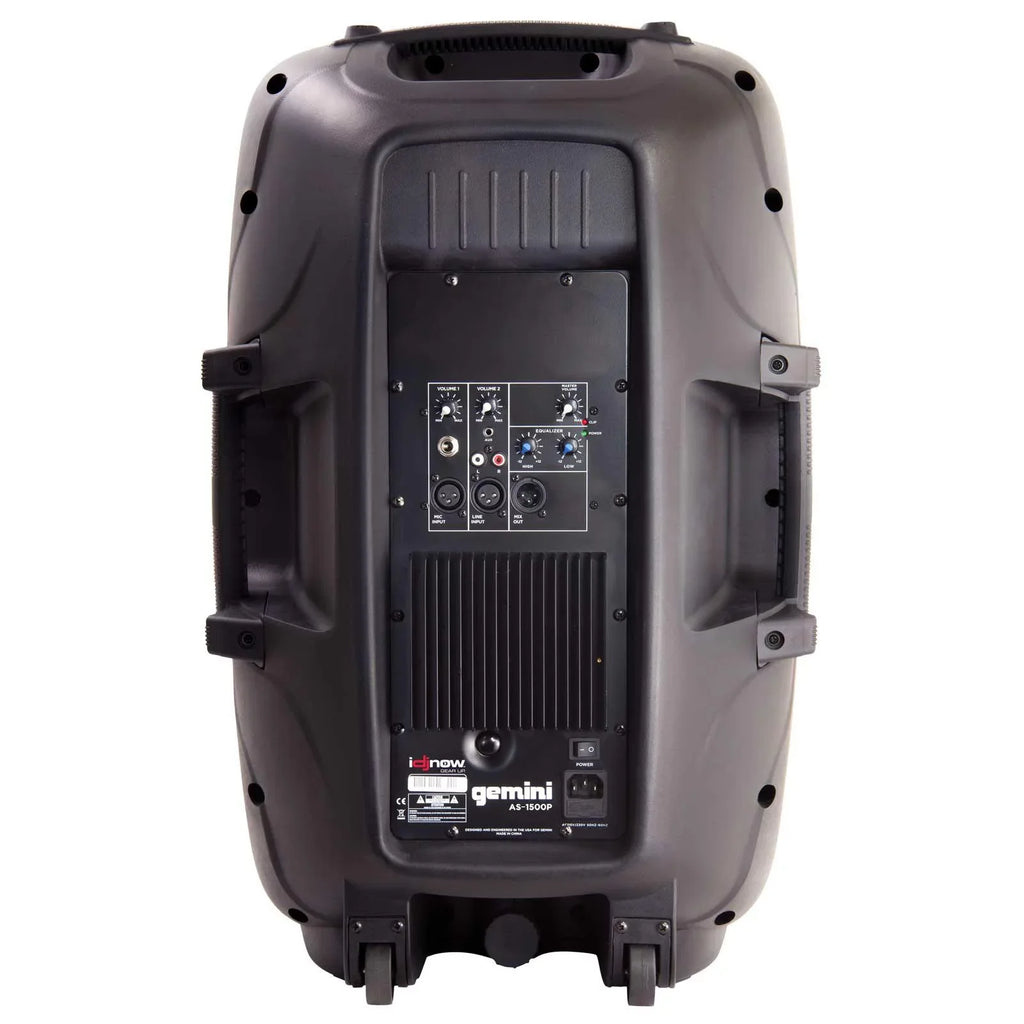 (2) Gemini -1500P 15" Active Speakers with -M100 Single Channel  Microphone Package