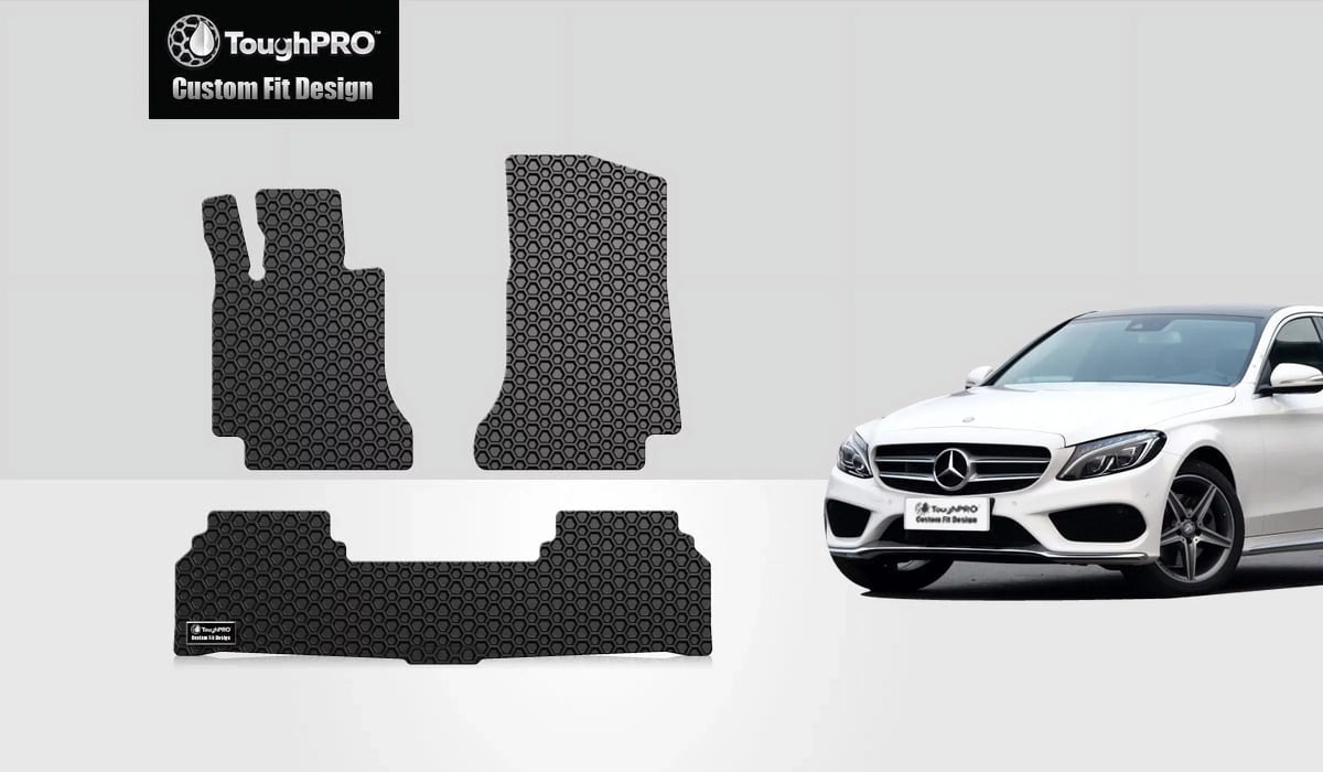 ToughPRO - 1st & 2nd Row Mats Compatible with - C400 - All Weather Heavy Duty (Made in ) - Black Rubber - 2015 (Sedan)
