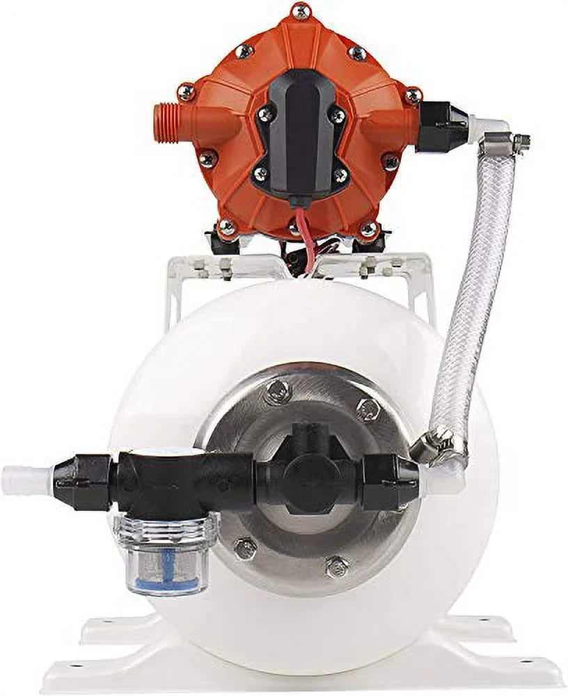 Water Pump and Accumulator Tank System - 12V, 5.5 , 60 , 2 Gallon Tan