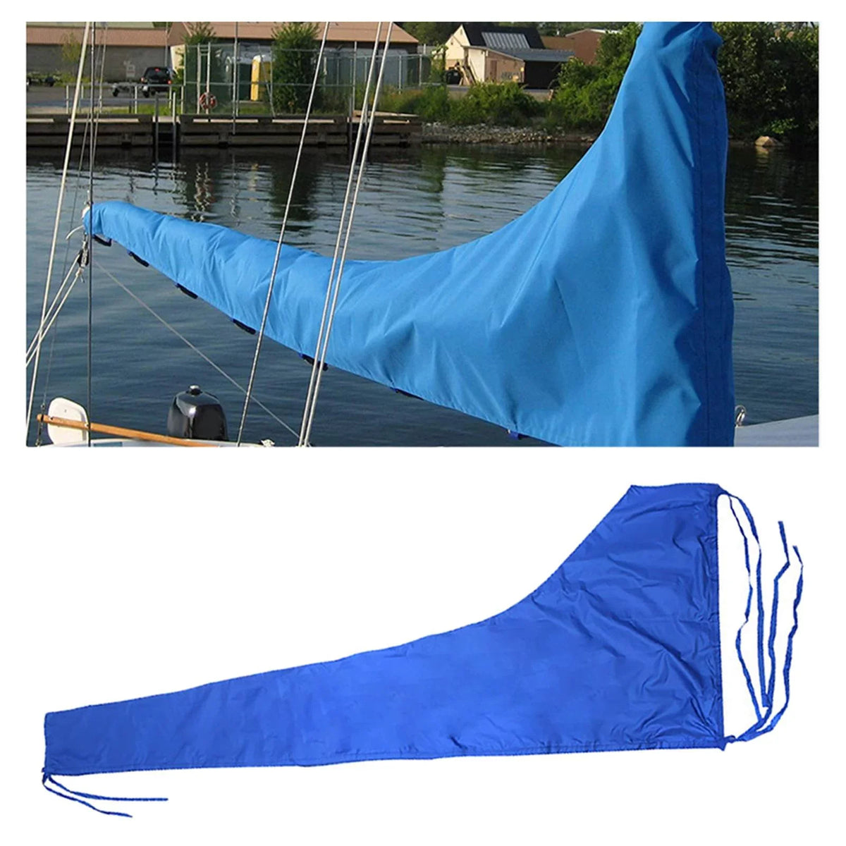 600D Mainsail Cover, Boat Cover, Dustproof Cover Sail Cover Snow Cover Adjustable Strap Thickened Oxford Cloth Blue , 12  11 to 12