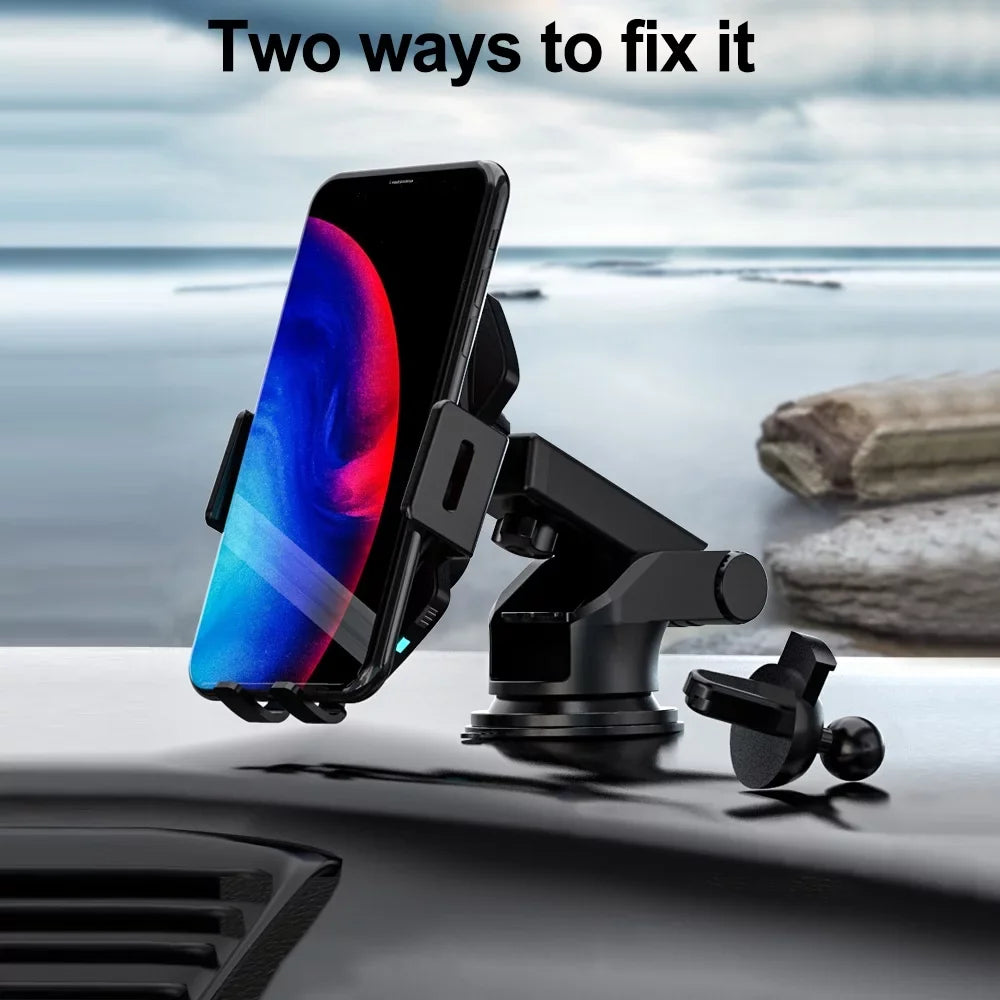 Wireless Car Charger, Saoqi 10W Smart Sensor Auto Clamping Air Vent Dashboard Windshield Car Phone Holder Mount, Compatible for iPhone, Samsung, Google, , etc