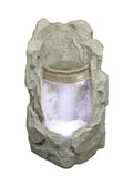 24.5"  Lighted Brown Raised Stone Basin Spring Outdoor Garden Water Fountain
