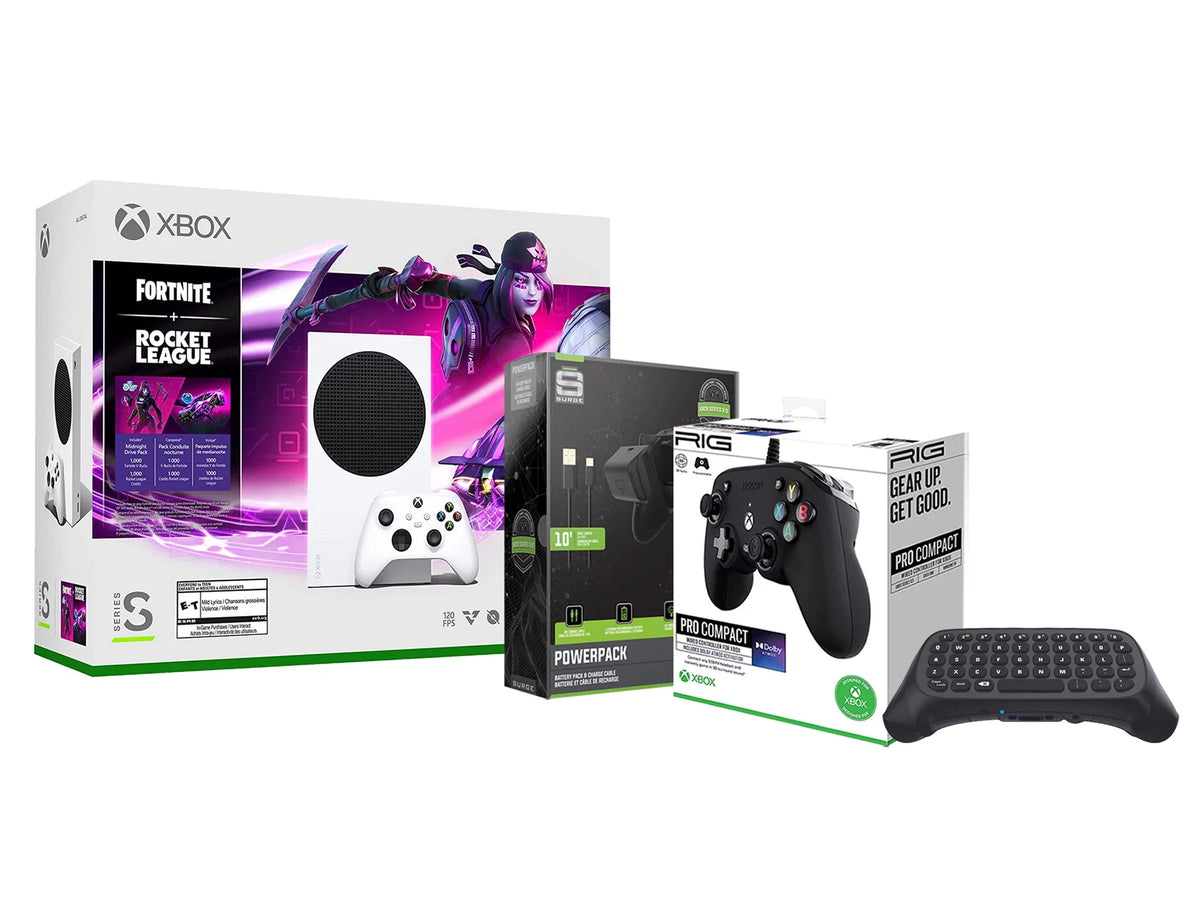 Microsoft Xbox Series S Console Fortnite Rocket League with Black  Compact Controller, Charge Cable/Battery and Wireless Controller Keypad