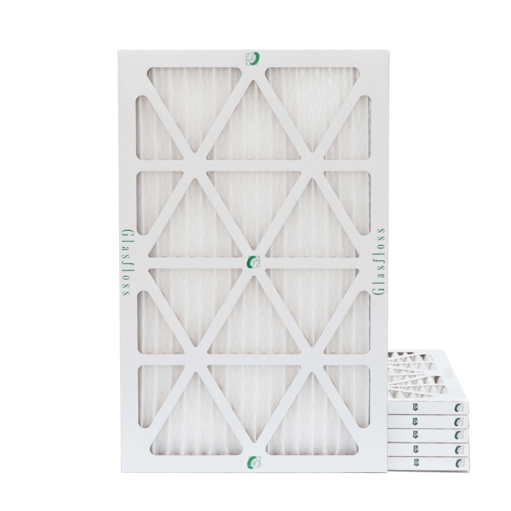 6 Pack of 14x25x1  13 Pleated Air Filters by Glasfloss. Actual Size: 13-1/2 x 24-1/2 x 7/8
