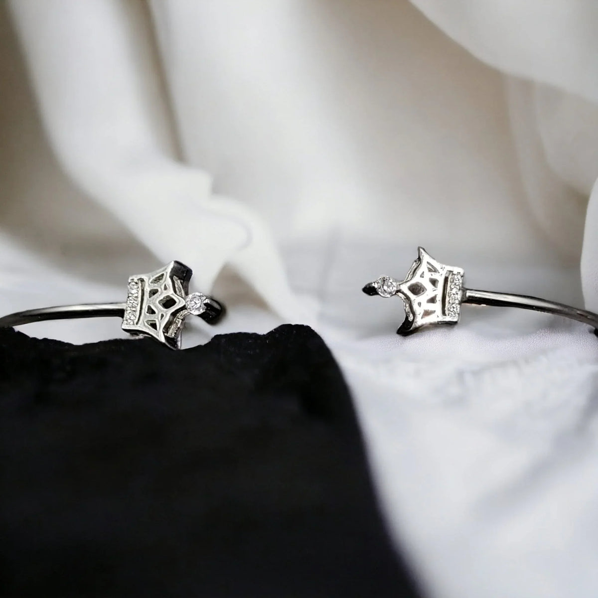 Crown Bracelet With Open Ends Solid Silver  cuff style jewelry Handmade Kada Adjustable Bracelet Best Gift idea for Girls