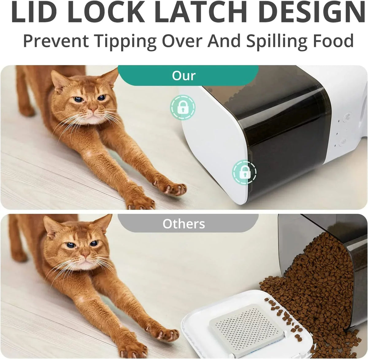 boqii Automatic Cat Feeder, Timed Cat Feeder with  Control, Dog Food Dispenser with Stainless Steel & Lock Lid, 30S Voice Recorder