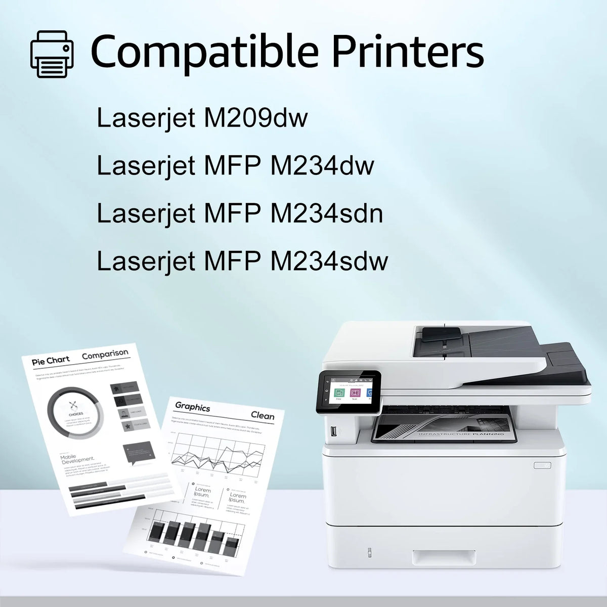 8 Compatible for  134A W1340A (No Chip) Black Toner Cartridge Replacement with  Laserjet M209dw  M234dw M234sdw M234sdn Printer