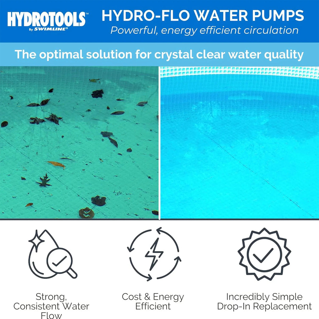 By  716061S Hydro-Flo 0.75  (0.55 ) 3720    Powerful Pool Pump 1 Speed Extra Large Strainer Basket Horizontal Discharge 115V Energy Saving Silent Noise  Cert