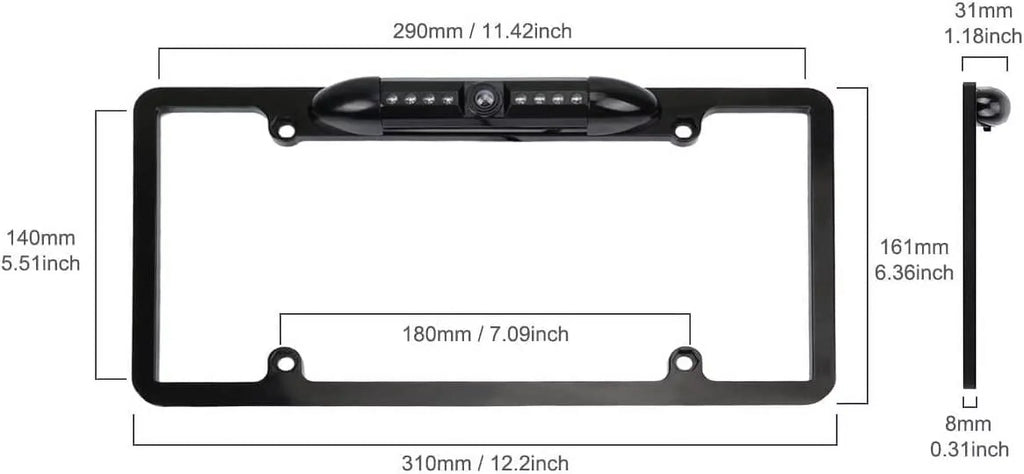 CAM108 Backup Camera License Plate  Night Vision Rear View 170° Angle Waterproof Compatible with Pioneer Car Radio -100BT -WT8600NEX -160BT DMH1770NEX -120BT -210EX -2550NEX